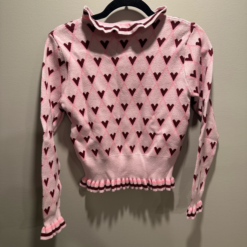 Pink Heart Pattern Sweater